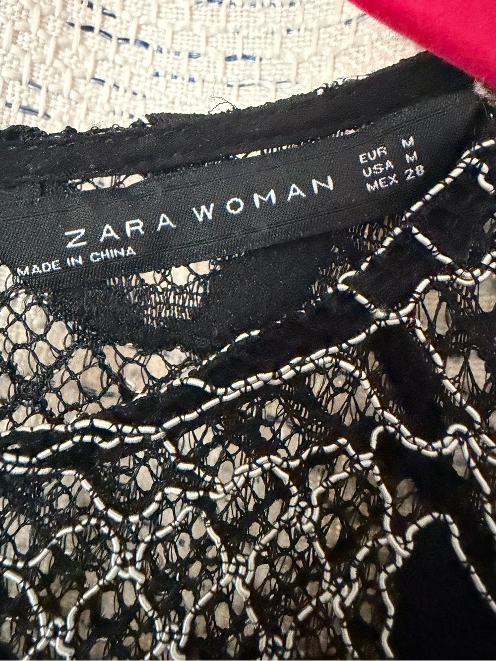 Zara Women's Black Lace Overlay Long-Sleeve Top - Picture 4 of 11